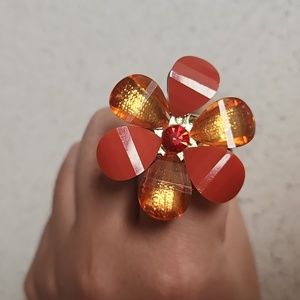 Maurices Coral Floral Chunky Fashion Statement Stretch Ring